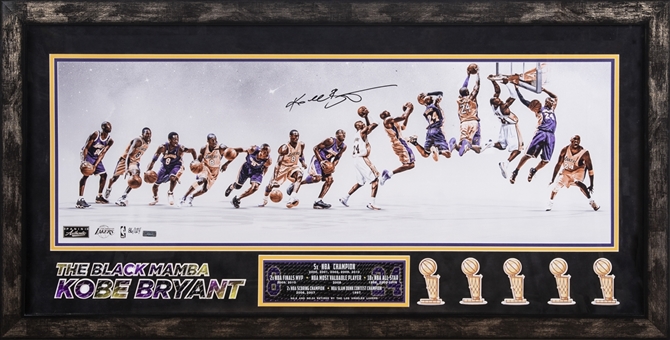 Kobe Bryant Signed "Through the Years" Custom Framed 16x32" Photograph (Panini) 